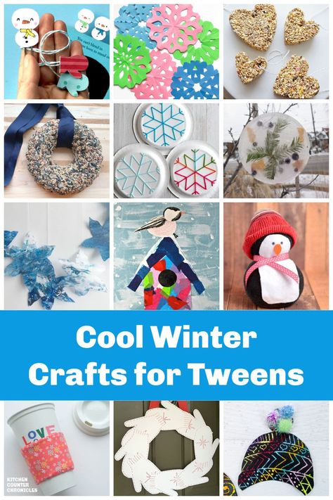 Check out our collection of creative winter crafts for tweens and older kids. A little more challenging for the big kids. #craftsfortweens #wintercrafts #wintercraftsforkids #wintercraftsfortweens #wintercraftsforteens #kitchencounterchronicles Winter Crafts For School Age Kids, Christmas Crafts For Big Kids, Christmas Craft For Older Kids, Winter Crafts For Older Kids, Crafts For Big Kids, Winter Activities For Teens, Christmas Crafts For Older Kids, Winter Crafts For Teens, Crafts For School Age Kids