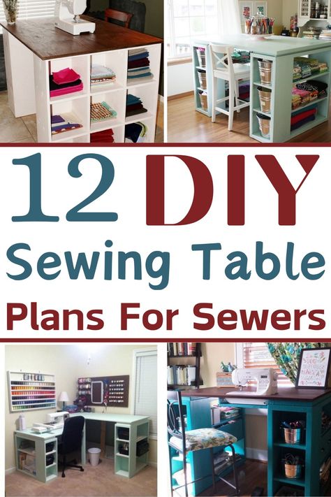 Sewing Table Woodworking Plans, Sewing Table Ideas, Folding Sewing Table, Sewing Craft Table, Sewing Table Repurpose, Diy Sewing Table, Sewing Desk, Sewing Station, Rolling Table