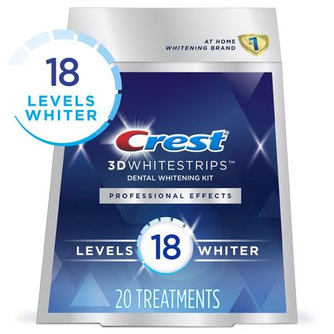 Crest 3DWhitestrips Professional Effects At-home Teeth Whitening Kit, 20 Treatments,18 Levels Whiter - Walmart.com Whiten Your Teeth At Home, Crest White Strips, Crest 3d White, Whitening Strips, Get Rid Of Warts, Yellow Teeth, Teeth Whitening Strips, Tooth Sensitivity, Whitening Kit