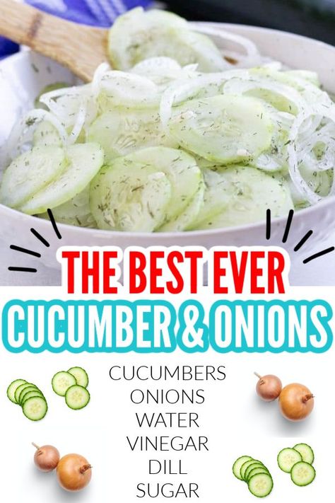 cucumber and onions in a bowl Cucumber And Onions, Pickled Cucumbers And Onions, Cucumber And Onion Salad, Onion Salad Recipe, Cucumber And Onion, Cookout Dishes, Cucumber Onion Salad, Cucumber Salad Vinegar, Cucumber Onion