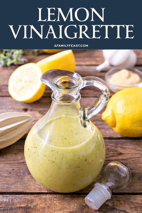 Lemon Basil Vinaigrette, Lemon Vinaigrette Dressing, Salad Dressing Bottles, Delicious Salad Dressings, Thyme Recipes, Vinaigrette Salad, Cilantro Lime Dressing, Spend With Pennies, Lemon Vinaigrette