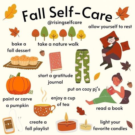 Fall Self Care Challenge, October Self Care Ideas, Thanksgiving Self Care, Self Care Autumn, Fall Self Care Ideas, Fall Self Care Aesthetic, November Self Care, October Self Care, Fall Ideas Activities