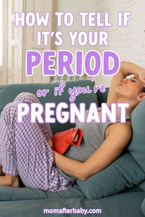 Sometimes the signs of your period or being pregnant can overlap with one another — making it hard to tell if you're menstruating or pregnant. Learn how to tell them apart, once and for all! Signs Your Pregnant, How To Stop Period, 4 Weeks Pregnant, Finding Out Your Pregnant, First Week Of Pregnancy, Am I Pregnant, Pregnancy Hacks, Early Pregnancy Signs, Being Pregnant