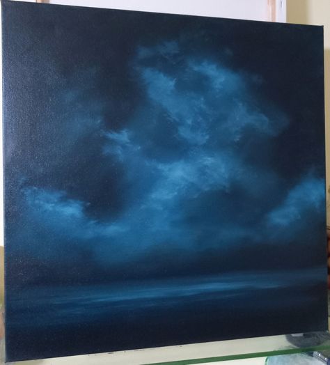 Abstract art oil painting atmospheric landscape painting artwork Moody Artwork, Painter Photography, Atmospheric Landscape, Monochrome Painting, Art Gallery Wallpaper, Galaxy Painting, Plaster Art, Sky Painting, Dark Blue Background