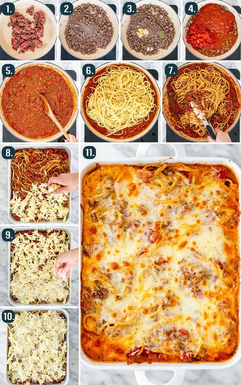 Baked Spaghetti Casserole - Jo Cooks Baked Spagetti, Meaty Spaghetti Sauce, Easy Baked Spaghetti Recipe, Cheesy Baked Spaghetti, Easy Baked Spaghetti, Spagetti Recipe, Baked Spaghetti Casserole, Baked Spaghetti Recipe, Spaghetti Casserole