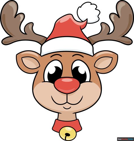 How to Draw a Reindeer Face Featured Image Raindeer Drawing Cartoon Face, Raindeer Drawing Cute Easy, Rudolph Drawing Easy, Reindeer Easy Drawing, How To Draw Rudolph, Christmas Drawing For Kids Easy, Rudolph The Red Nosed Reindeer Drawing, Raindeer Drawing Cartoon, Rudolf Drawing