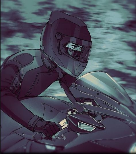 Motorcycle Icons Aesthetic, Anime Rider Bike, Motorcycle Rider Art, Biker Drawing Reference, Anime Motorcycle Aesthetic, Motor Bike Drawing, Biker Drawing, Anime Bike, Anime Motorcycle