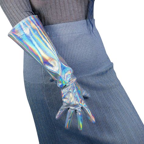 Leather Gloves Ladies, Colorful Gloves, Holographic Material, 1950s Vintage Fashion, Long Leather Gloves, Women's Runway Fashion, Short Gloves, Ladies Club, Evening Gloves