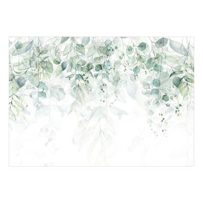 Our self-adhesive wallpapers are a great solution for those who want to achieve spectacular interior metamorphosis with minimal effort! Size: 68.9" L x 96.5" W | Anaashina Smooth Wall Mural in Green / White, Size 96.5 W in | Wayfair | Home Decor Banksy Graffiti, Baby Shower Invitaciones, Watercolor Plants, Flower Landscape, Botanical Wallpaper, Gentle Touch, Nursery Wallpaper, Mural Wall Art, Leaf Wallpaper