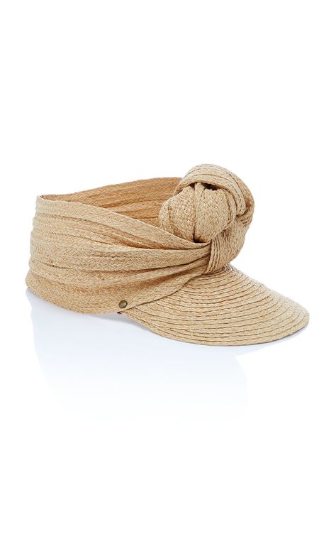 Lola Hat's 'Diva Cap' style has been handwoven from crisp raffia into an intricate knotted design. The piece features an open top that's accented with sleek buttons along the ruched crown. Wear this visor-inspired topper to shield your eyes while poolside. Hats Collection, Mad Hat, Couture Evening Dress, Raffia Hat, Hats Fashion, Shades Of Beige, Cool Hats, Knitting Accessories, Open Top