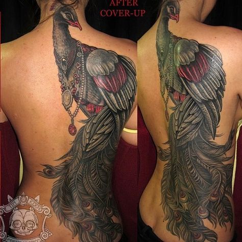 Cover Up Tattoos For Women, Peacock Tattoo, Girl Back Tattoos, Back Piece Tattoo, Hip Tattoos Women, Celtic Tattoos, Large Tattoos, Back Tattoo Women, Tattoo Cover-up