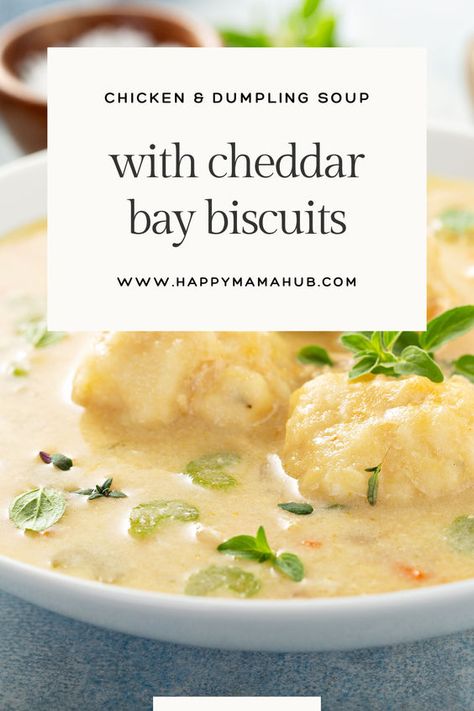 Warm up with this comforting Chicken and Dumpling Soup featuring fluffy Cheddar Bay Biscuits! This delicious recipe combines tender chicken, fresh veggies, and cheesy dumplings for the ultimate cozy meal. Perfect for chilly evenings and family gatherings. Discover the full recipe now! #ChickenDumplingSoup #CheddarBayBiscuits #ComfortFood #FallRecipes #EasyDinnerIdeas #CozyMeals #FamilyFriendlyRecipes Cheddar Bay Biscuits Dumplings, Chicken And Dumplings Cheddar Bay, Cheesy Dumplings, Biscuit Chicken And Dumplings, Chicken And Dumpling Soup, Red Lobster Cheddar Bay Biscuits, Chicken Dumpling Soup, Red Lobster Biscuits, Parmesan Soup