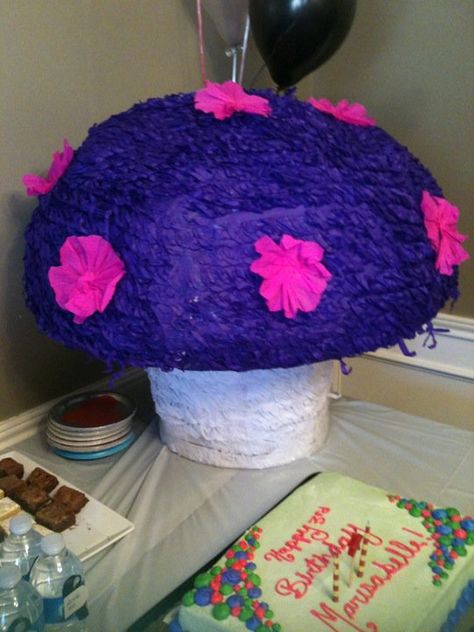 We love this Mushroom Pinata and hope the contents are not poisonous but sweet! Mushroom Pinata Diy, Mushroom Pinata, Pinata Diy, Faraway Tree, Fox Party, Diy Pinata, Enchanted Wood, Mushroom Decor, Mexican Party