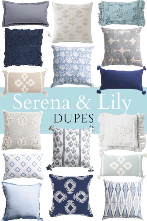 Serena & Lily Pillow Dupes QUICK!! These incredible Serena & Lily pillow dupes will sell out fast! There’s some great dupes for Serena and Lily’s Leighton, Porto Square, Miramonte, Granada, Kemp, Bowden, Pryce, and Hillview accent pillows. Scroll down to shop all pillows. Most style just went on clearance today. Majority are under $20, many… Read more The post Serena and Lily Pillow Dupes appeared first on Interior Design for Beginners. Coastal Lumbar Pillows, Coastal Blue Throw Pillows, Serena And Lily Outdoor Pillows, Serena And Lily Pillow Combinations, Serena And Lily Pillows, Coastal Bed Pillows, Coastal Throw Pillows Bedroom, Grandmillenial Pillows, Serena And Lily Duplicates