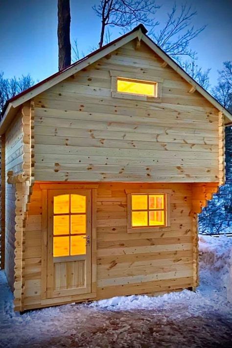 Loft Cabin Floor Plans, 12 X 20 Tiny House Floor Plan, Tiny Cabin Interiors, Bunkie Interior, Rustic Tiny House Cabin, Small Cabin Plans With Loft, Tiny Shed House Ideas, Small Cabins On A Budget, Log Cabin Tiny House