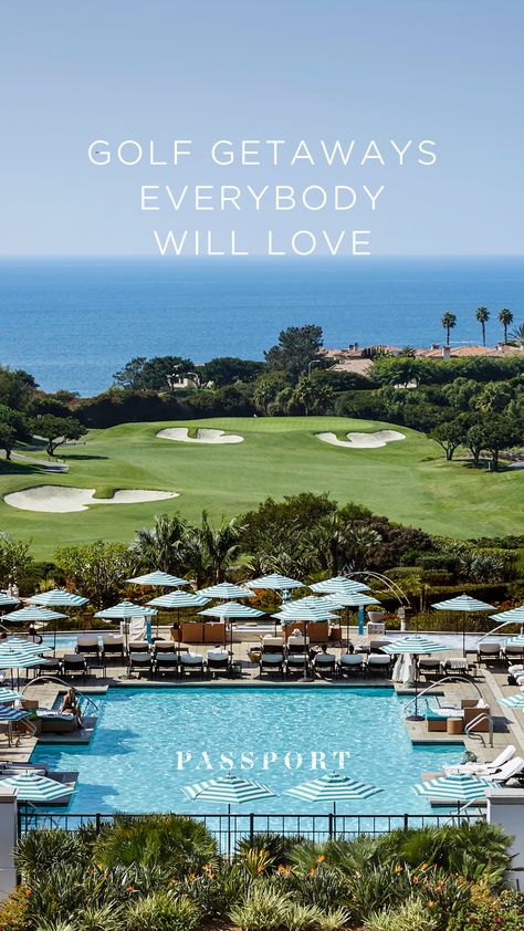 Waldorf Astoria Monarch Beach Resort & Club pool with a view of the golf course and ocean Resorts Usa, Golf Trips, Best Honeymoon Resorts, Fun Experiences, Top Golf Courses, Island Holidays, Golf Hotel, Hawaii Resorts, Best Beaches To Visit