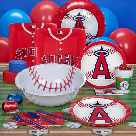 Los Angeles Angels Baseball Deluxe Party Pack Atlanta Braves Party, Atlanta Braves Birthday, Brave Birthday Party, Baseball Party Decorations, Los Angeles Angels Baseball, Braves Party, Angel Birthday, Baseball Theme Birthday, Autumn Accessories