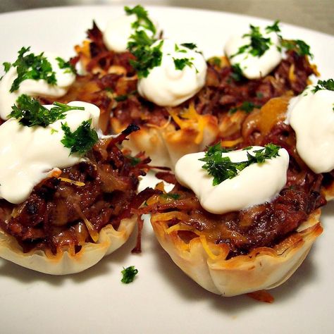 Phyllo Bites, Bison Recipes, Bison Meat, Bbq Spice, Crowd Pleasing Appetizers, Tasty Recipe, Cheese Recipes, Pork Recipes, Appetizer Recipes