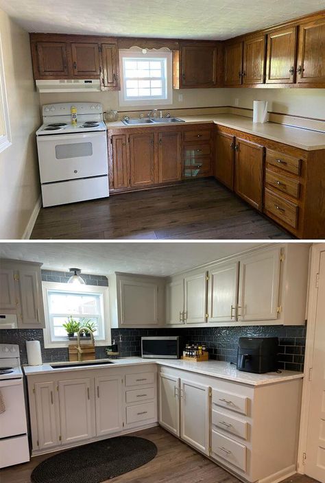 Small Kitchen Renovations, Mobile Home Kitchen, Mobile Home Makeovers, Mobile Home Renovations, Simple Kitchen Remodel, Old Home Remodel, Diy House Renovations, Diy Kitchen Renovation, Diy Kitchen Remodel