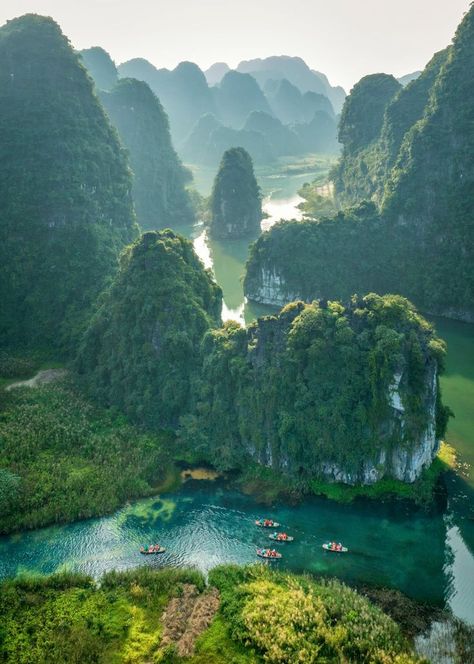 From the foggy limestone mountains of Trang An to grass collection in Bao Loc, the scenic shots by Pham Huy Trung preserve Vietnam’s heritage. Cuc Phuong National Park, Foggy Mountains, Aerial Photos, Colossal Art, Halong Bay, Aerial Photo, Vietnam Travel, Scenic Landscape, Aerial Photography