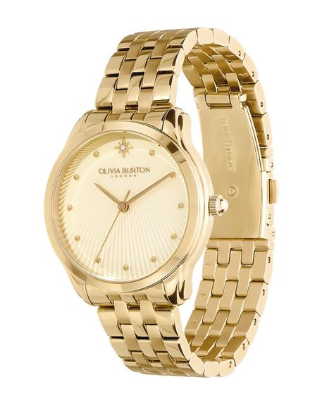 Celestial 36mm Starlight Gold Bracelet Watch | Olivia Burton London Classic Womens Watch, Mini Gold Watch, Women’s Watch, Wishlist Ideas Aesthetic, Watches For Women Classy, Vintage Gold Watches, Womens Gold Watch, Gold Wrist Watch, Classic Watch Women