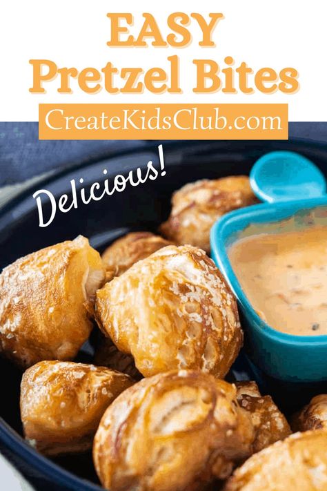 Homemade pretzel bites made easy with a kid-friendly method. Prepackaged biscuits turned into bite-sized pretzels are a fun recipe for kids! Biscuit Pretzel Bites, Easy Pretzel Bites, Homemade Soft Pretzel Bites, Homemade Pretzel Bites, Gluten Free Party Food, Homemade Pretzel, Soft Pretzel Bites, Bowl Party Food, Homemade Pretzels