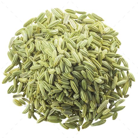 Dried fennel seeds pile, paths, top by maxsol7. Pile of dried fennel seeds (Foeniculum vulgare fruits), isolated, top view #AD #paths, #top, #pile, #Dried Alchemy Ingredients, Foeniculum Vulgare, Rajputi Dress, Fennel Seeds, Fennel, Top View, Alchemy, How To Dry Basil, Seeds