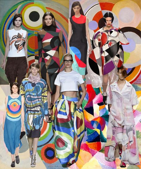 PhillippaLovesDesign: Sonia Delaunay Fashion Inspiration Abstract Fashion Design, Sonia Delaunay Textile, Sonia Delaunay Fashion, Suprematism Fashion, Postmodern Fashion, Sonia Delaunay Art, Delaunay Art, Bauhaus Fashion, Abstract Print Fashion