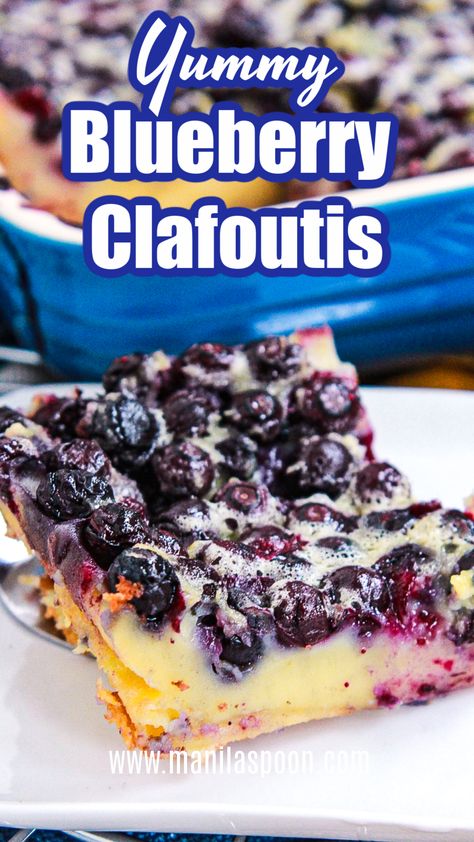 Blueberry Clafoutis, Dessert Blueberry, Clafoutis Recipes, Blueberry Cheesecake Bars, Dessert Oreo, Berry Dessert, Blueberry Desserts, Easy Meal Ideas, Desserts Vegan