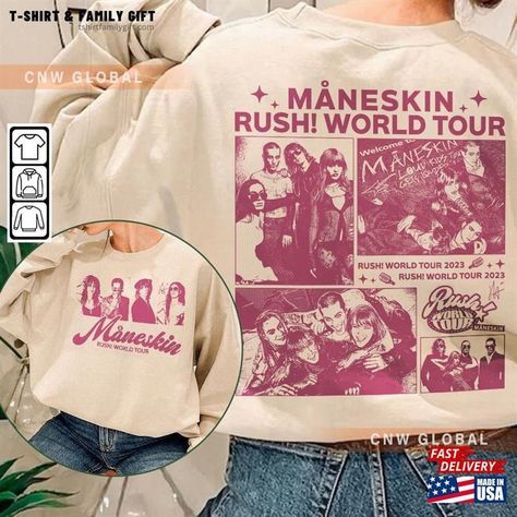 Maneskin Music Shirt 2 Sides Rush! World Tour 2023 Ticket Vintage 90S Y2k Graphic Tee Hoodie Sweatshirt Check more at https://tshirtfamilygift.com/product/maneskin-music-shirt-2-sides-rush-world-tour-2023-ticket-vintage-90s-y2k-graphic-tee-hoodie-sweatshirt/ Y2k Graphic Tees, 90s Shirts, Band Shirts, Love Shirt, Tour T Shirts, Trending Tshirts, Hoodie Design, World Tour, Family Shirts