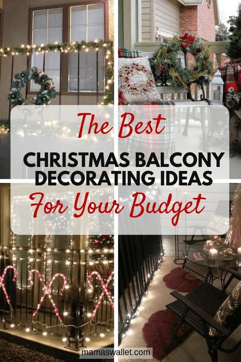 Christmas Balcony, Balcony Ideas Apartment Christmas, Christmas Decorations Apartment, Christmas Apartment, Christmas Kitchen Decor, Christmas Porch Decor, Xmas Lights, Apartment Balcony Decorating, Outdoor Christmas Lights