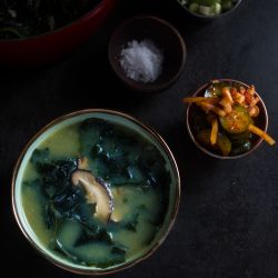 Soups, Stews, and Side Dishes Seaweed Soup Recipe, Korean Seaweed Soup, The Korean Vegan, Seaweed Soup, Korean Vegan, Korean Recipe, Korean Soup, Sea Vegetables, Soup Vegan