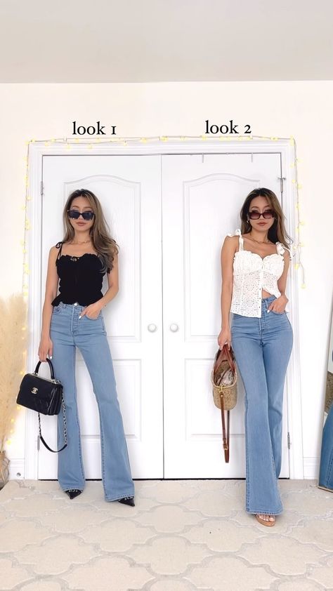 style flare jeans with me! WHICH LOOK is u? 💙🫶🏻 #summeroutfits #flarejeans #outfitinspo #fashioninspo #styleinspo… The post style flare jeans with me! WHICH LOOK is u? appeared first on Kerina Mango. Flare Jeans Outfit Summer, Jean Sandals Outfit, Flared Jeans Outfit Summer, Outfits With Flares, Kerina Wang, Flare Jean Outfit, Flare Outfit, Style Flare Jeans, Flare Jeans Outfit