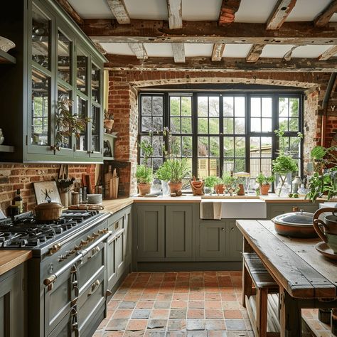 Crafting The Perfect English Countryside Kitchen Cedar Farmhouse, English Countryside Home, English Country Kitchen, Modern English Cottage, English Country Interiors, Farmhouse Cottage Kitchen, English Cottage Kitchens, Realistic House, Countryside Kitchen