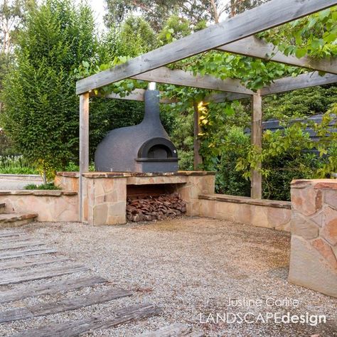 Beach House Garden, Deck Designs Backyard, Outdoor Pizza Oven, Outdoor Pizza, Covered Pergola, Wood Fired Oven, Deck Design, Pizza Oven, Rustic Gardens