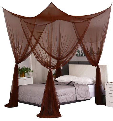 PRICES MAY VARY. Canopy size: L87xW80xH98" Inches, Suitable for Full, Queen and King size bed,Also suitable for outdoor. Perfect Net:Classical 4 openings design, easy access，provides you a 4 dimensional space of comfort ，offer all sides protections for your family, helps keep flies, bites, and other insects away from your skin.The net is used a lot outside on front- back porches, around day beds and also to protect a wedding cake during an open air wedding,camping screen houses rooms net.... Got Mosquito Net Bedroom, Poster Bed Canopy, Mosquito Net Canopy, Canopy Over Bed, Curtain Bed, Princess Canopy Bed, Bed Drapes, Bed Net, Canopy Bed Curtains