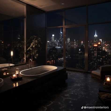 Mob Aesthetic, Dark Bedroom Aesthetic, White Room Decor, Decoration Bathroom, Jacuzzi Outdoor, Fancy Art, Apartment Aesthetic, New York Apartment, Diy Travel