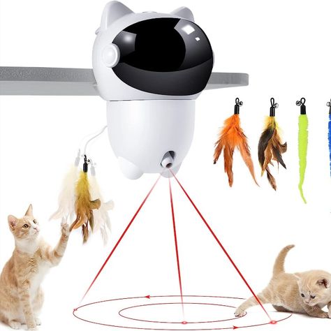 🐾Four Different Automatic Cat Laser Feather Bell Toys, Multifunctional Laser and Feather Bell Experience Design The interactive cat toy works like a robotic that will automatically turn off every 30 minutes of work then work again after 3 hours. So that your kitten can entertain itself by playing with our automatic cat toy. Laser cat feather bell toys w/feathers and automatic bell, 360 degree irregular speed rotation bring unpredictable fun to cats, give cats elusive pleasure. #millerglitz #ad Cat Laser Toy, Cat Laser, Cat Exercise, Kitten Toys, Interactive Cat Toys, Outdoor Cats, Pet Life, Indoor Cat, Interactive Toys