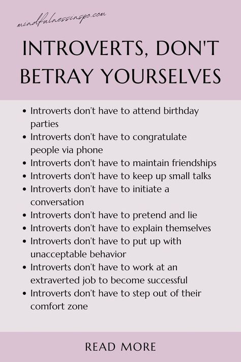 Introverts, remember that this world is yours just like it’s theirs (extraverts'). Don’t betray yourselves, you don’t have to do something you’re uncomfortable with to please extroverts. Click to read the full blogpost. Introvert quotes | Anti social social club Introvert Activities, Antisocial Quotes, Stop Feeling Guilty, Introvert Love, Introvert Personality, Psychology Notes, Personality Quotes, Victim Mentality, Introverts Unite