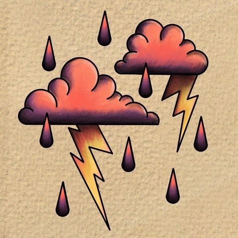 Thunder Lightning Tattoo, American Traditional Clouds, Thunder Cloud Tattoo, Lightning Bolt Art, Bomb Tattoo, Anatomy Artwork, Block Stamping, 2024 Tattoo, Lightning Bolt Tattoo