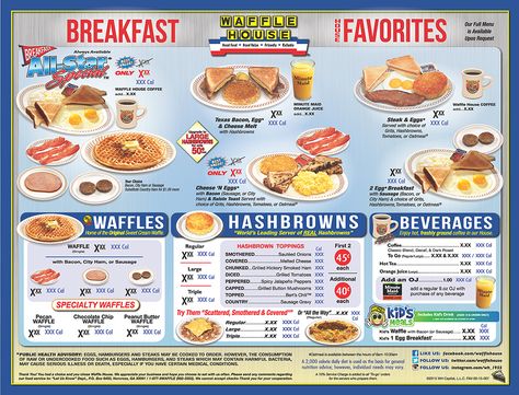 Waffle House Menu Prices, Waffle House Menu, Modern Diner, Simon Spier, Menu Breakfast, Diner Menu, Pancake Calories, Breakfast Platter, Breakfast Waffles