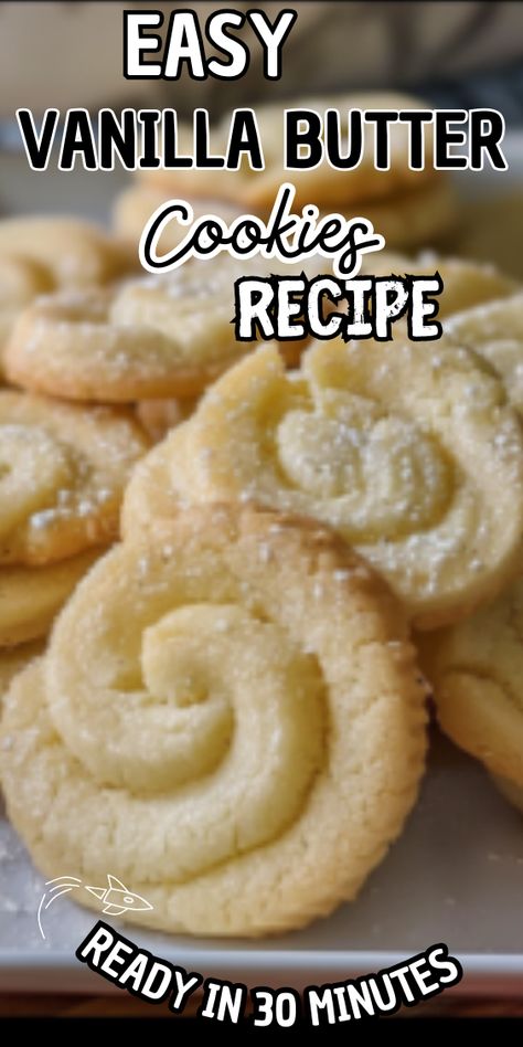 Easy Vanilla Butter Cookies Vanilla Butter Cookies Recipe, Homemade Vanilla Wafer Cookies, Butter Crisp Cookies, Vanilla Butter Cookies, Vanilla Cookies Recipe, Easy Simple Cookies, Vanilla Treats, White Cookies Recipe, Cookie Butter Recipes