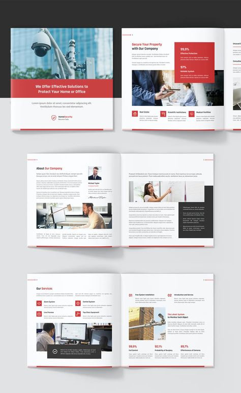 Home Security Square Company Profile Brochure Template InDesign - 16 pages Security Company Profile, Square Brochure Design, Company Profile Design Templates, Company Profile Brochure, Security Company, Square Brochures, Scale Business, Company Brochure, Security Companies