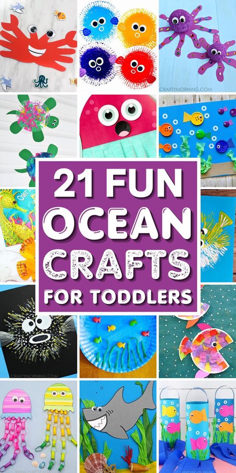 Engage your kids with fun Ocean Crafts toddlers! Explore the wonders of the sea through hands-on ocean-theme crafts and under-the-sea activities. Dive into creativity with ocean animals crafts, fish crafts, and Seashell Crafts. Capture the essence of the beach with Beach Crafts, Handprint Crafts, and Paper Plate Crafts. Let their imagination soar with enchanting Jellyfish Crafts, Octopus Crafts, and Mermaid Crafts. They'll love crafting Turtle Crafts, Crab Crafts, and Shark Crafts. Easy Ocean Crafts, Ocean Crafts For Toddlers, Fish Crafts Preschool, Craft Ideas For Toddlers, Activities For Summer, Beach Crafts For Kids, Craft For All Ages, Ocean Theme Crafts, Ocean Animal Crafts