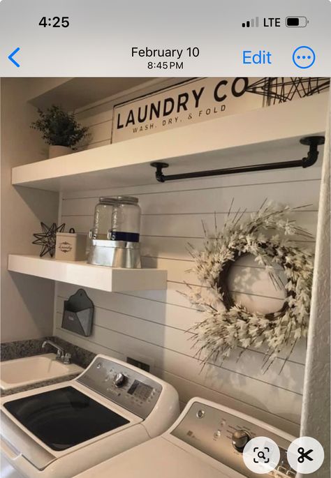 Country Style Laundry Room Ideas, Mobile Home Laundry Room Small Spaces, Contemporary Farmhouse Laundry Room, Apartment Laundry Room Makeover, Cow Laundry Room Ideas, Lint Container For Laundry Room, Affordable Laundry Room Makeover, Laundry Room Wallpaper Ideas Farmhouse, Laundry Room Ideas Small Space Farmhouse