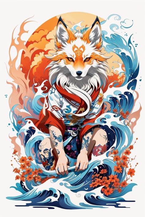 Features:

Neo-traditional tattoo style
Colorful splashes
Japanese wave background
8K resolution Kitsune Tattoo Design, Flying Phoenix Tattoo, Japan Anime City, Kitsune Tattoo, Most Beautiful Tattoos, Fox Tattoo Design, Japanese Fox, Fox Artwork, Disney Princess Artwork