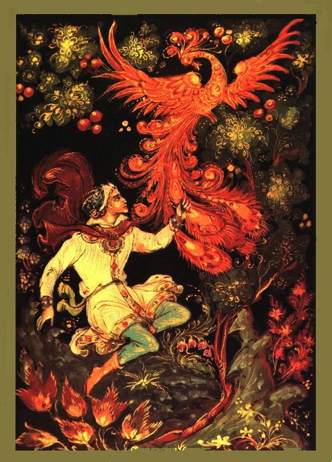 Legend of the Firebird Russian Firebird, The Firebird, Slavic Mythology, Slavic Folklore, Russian Folk Art, Russian Ballet, Legends And Myths, Fire Bird, Fairytale Illustration