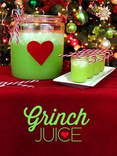 Party Food Ideas Christmas, Grinch Juice, Kid Christmas Party Food, Christmas Party At School, Christmas Party Food Ideas, Jul Mad, School Christmas Party, Christmas Stairs, Grinch Christmas Party