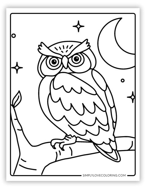 Free owl coloring pages are the perfect activity for homeschooling, classrooms, teachers, kids' activities, and educational activities. Free Owl Coloring Pages, Nocturnal Animals Coloring Pages, Owl Coloring Pages Free Printable, Owl Preschool, Owl Coloring Page, Owl Activities, Simple Owl, Owl Templates, Owl Coloring