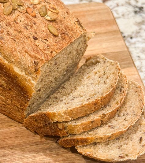 Seeded Honey Wheat Sourdough Sandwich Bread Honey Wheat Sourdough Sandwich Bread, Sourdough Wheat Sandwich Bread, Sourdough Seed Bread, Seeded Sourdough Bread, Sourdough Wheat Bread Recipe, Cracked Wheat Bread Recipe, Wheat Sourdough Sandwich Bread, Soft Sourdough Bread, Sourdough Loaves